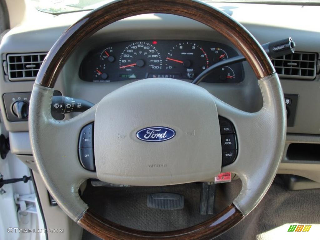2003 Ford F350 Super Duty Lariat Crew Cab 4x4 Medium Parchment Steering Wheel Photo #45209553