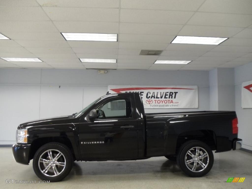 2007 Silverado 1500 LT Regular Cab - Black / Dark Titanium Gray photo #3