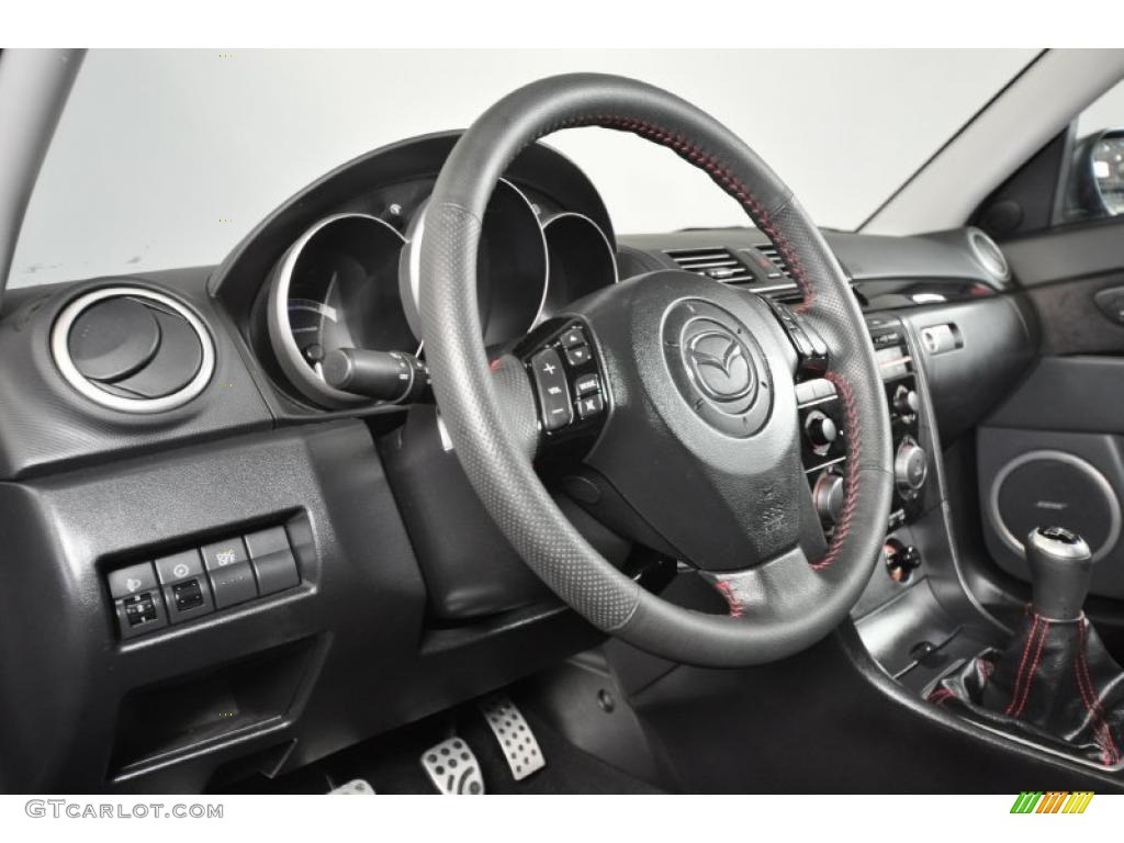 2009 Mazda MAZDA3 MAZDASPEED3 Grand Touring Black/Red Steering Wheel Photo #45217281