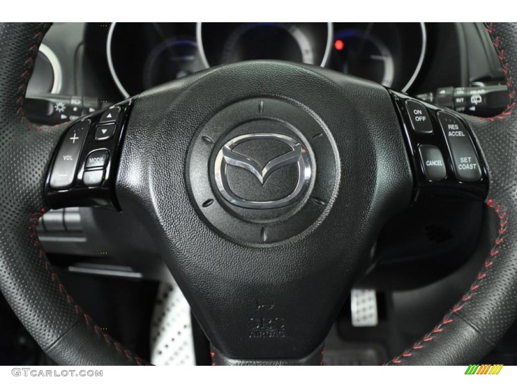 2009 Mazda MAZDA3 MAZDASPEED3 Grand Touring Black/Red Steering Wheel Photo #45217597