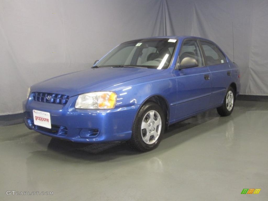 2002 Accent GL Sedan - Coastal Blue / Gray photo #1