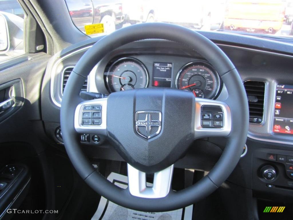 2011 Dodge Charger Rallye Black Steering Wheel Photo #45237229