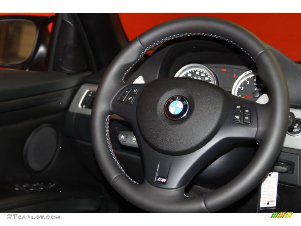 2011 BMW M3 Convertible Black Novillo Leather Steering Wheel Photo #45239289