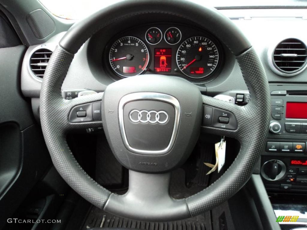 2008 Audi A3 2.0T Black Steering Wheel Photo #45249064