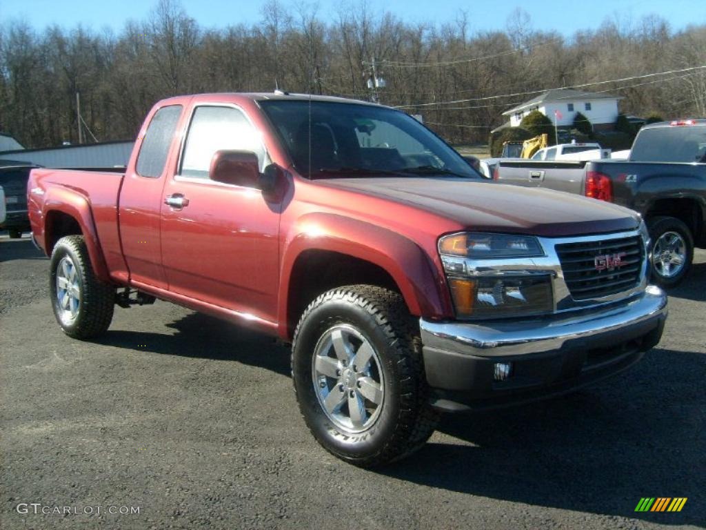 Merlot Jewel Red Metallic 2011 GMC Canyon SLE Extended Cab 4x4 Exterior Photo #45250408