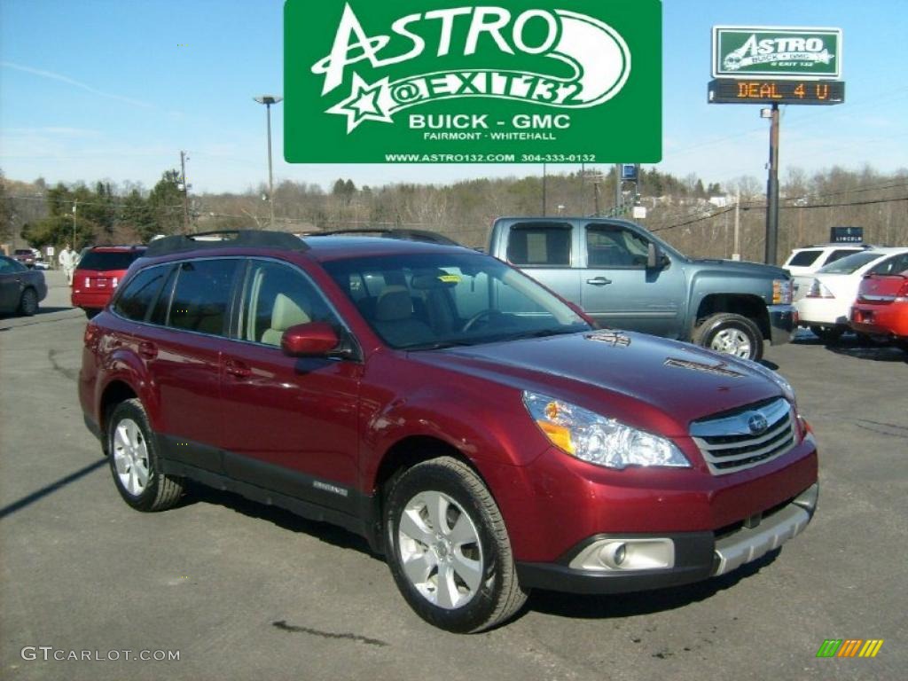 2011 Outback 2.5i Limited Wagon - Ruby Red Pearl / Warm Ivory photo #1
