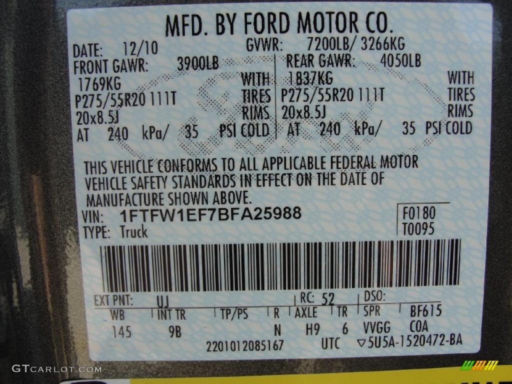 2011 F150 Color Code UJ for Sterling Grey Metallic Photo #45257284