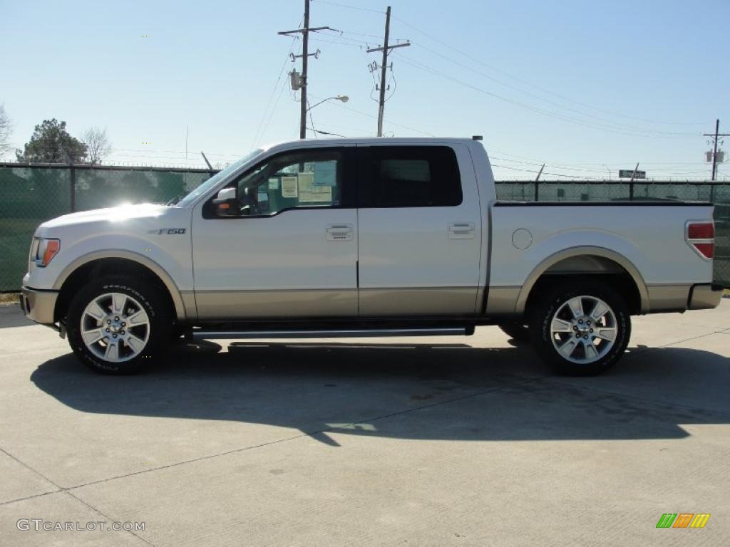 2011 F150 Lariat SuperCrew - White Platinum Metallic Tri-Coat / Pale Adobe photo #6