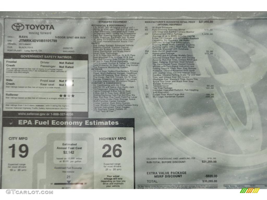 2011 Toyota RAV4 V6 Sport 4WD Window Sticker Photo #45269112
