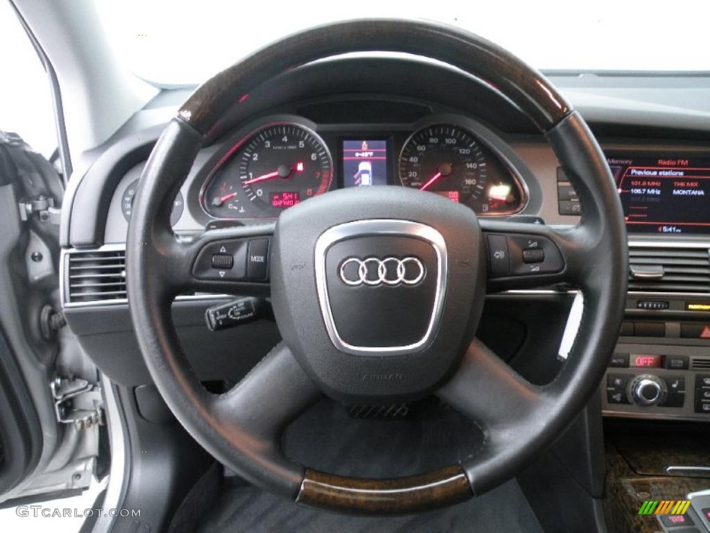 2006 Audi A6 4.2 quattro Sedan Ebony Steering Wheel Photo #45276905