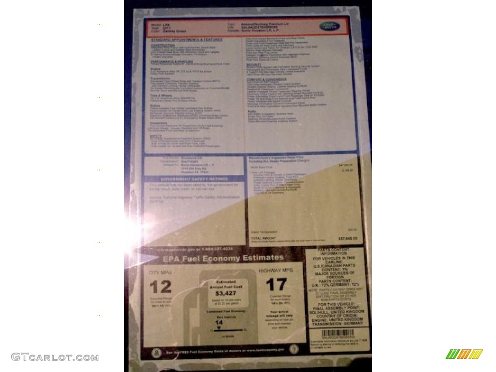 2011 Land Rover LR4 HSE LUX Window Sticker Photos