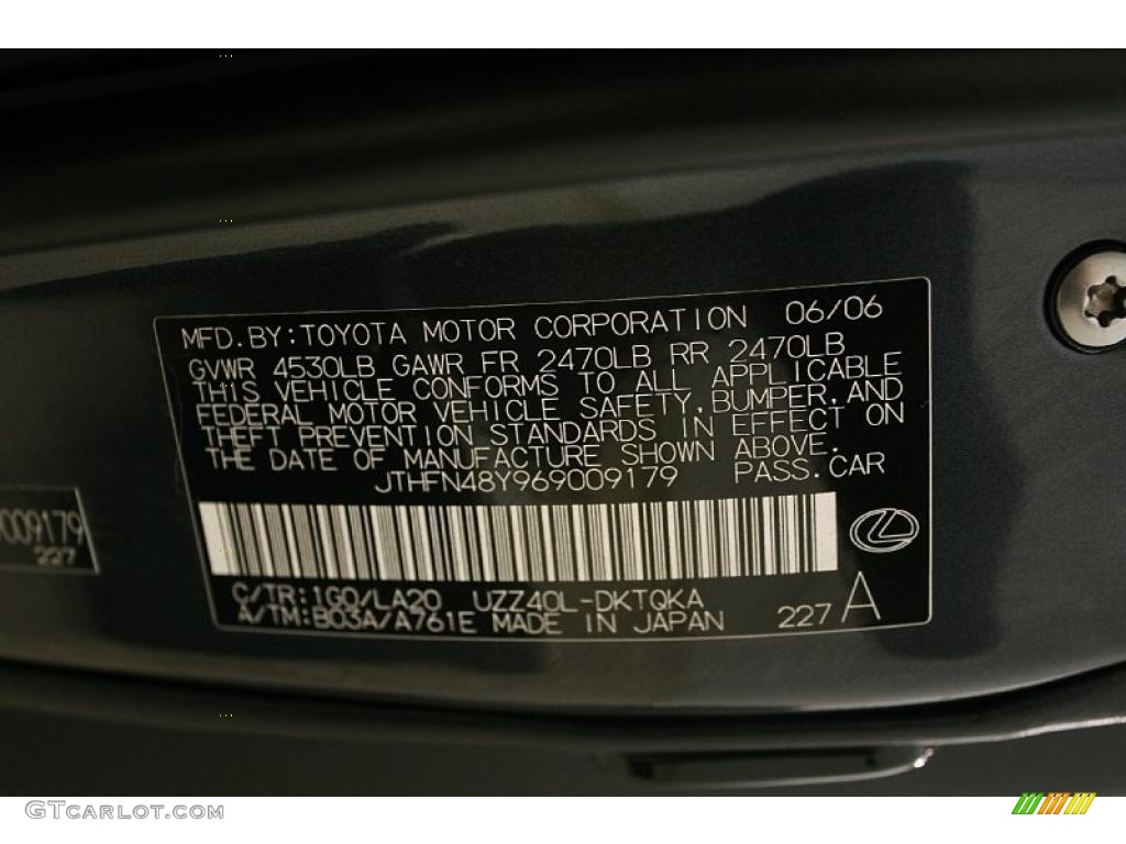2006 SC Color Code 1G0 for Smokey Granite Gray Pearl Photo #45286655