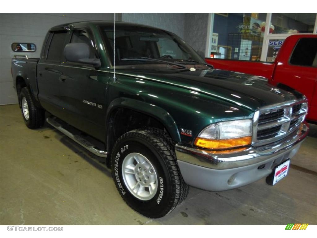 2000 Dakota SLT Crew Cab 4x4 - Forest Green Pearl / Agate photo #2