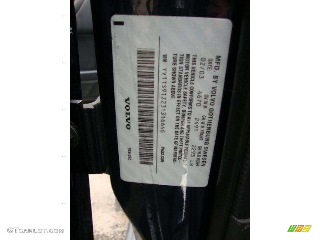 2003 Volvo S80 T6 Info Tag Photos