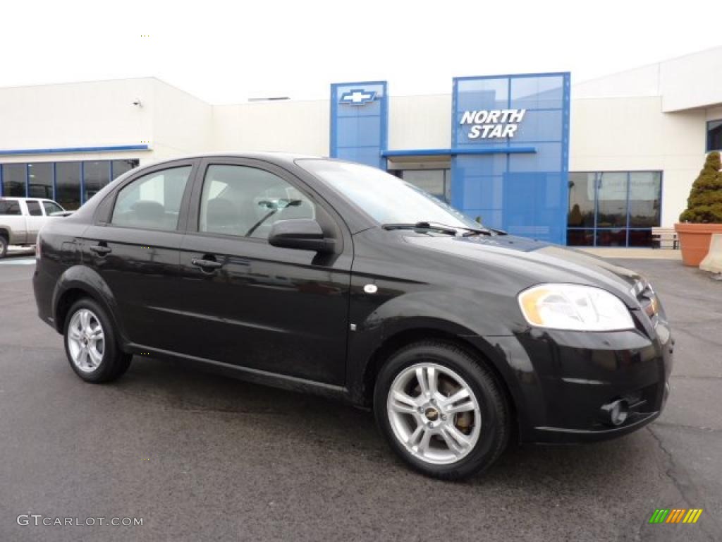 2008 Aveo LS Sedan - Black / Charcoal photo #1