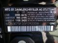 040: Black 2005 Mercedes-Benz SL 500 Roadster Color Code
