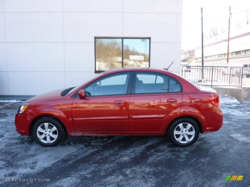 2010 Rio LX Sedan - Tropical Red / Gray photo #1