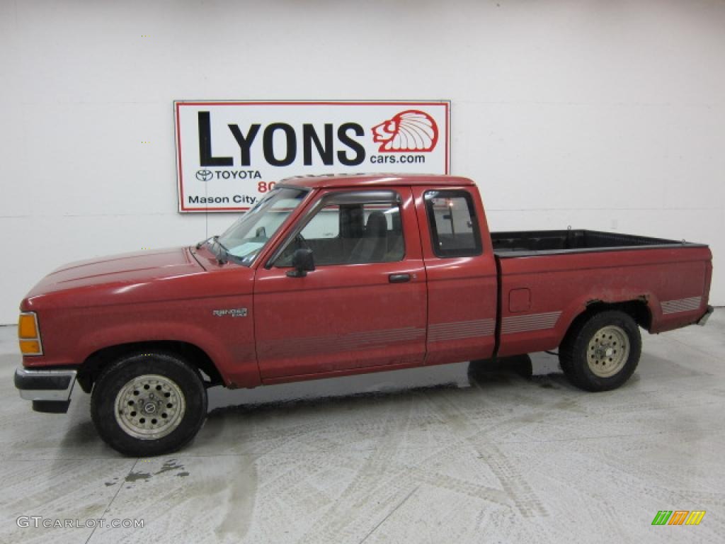 1991 Ranger XLT Extended Cab - Electric Current Red Metallic / Grey photo #1