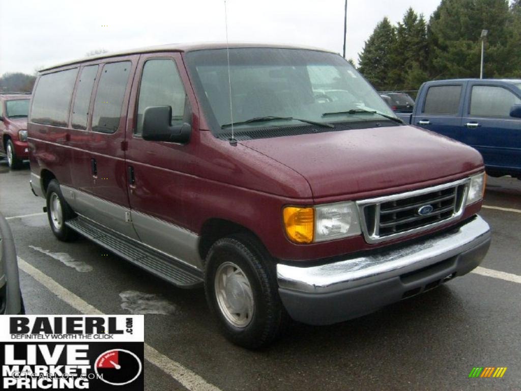 2003 E Series Van E150 Passenger - Burgundy Red Metallic / Medium Flint photo #1