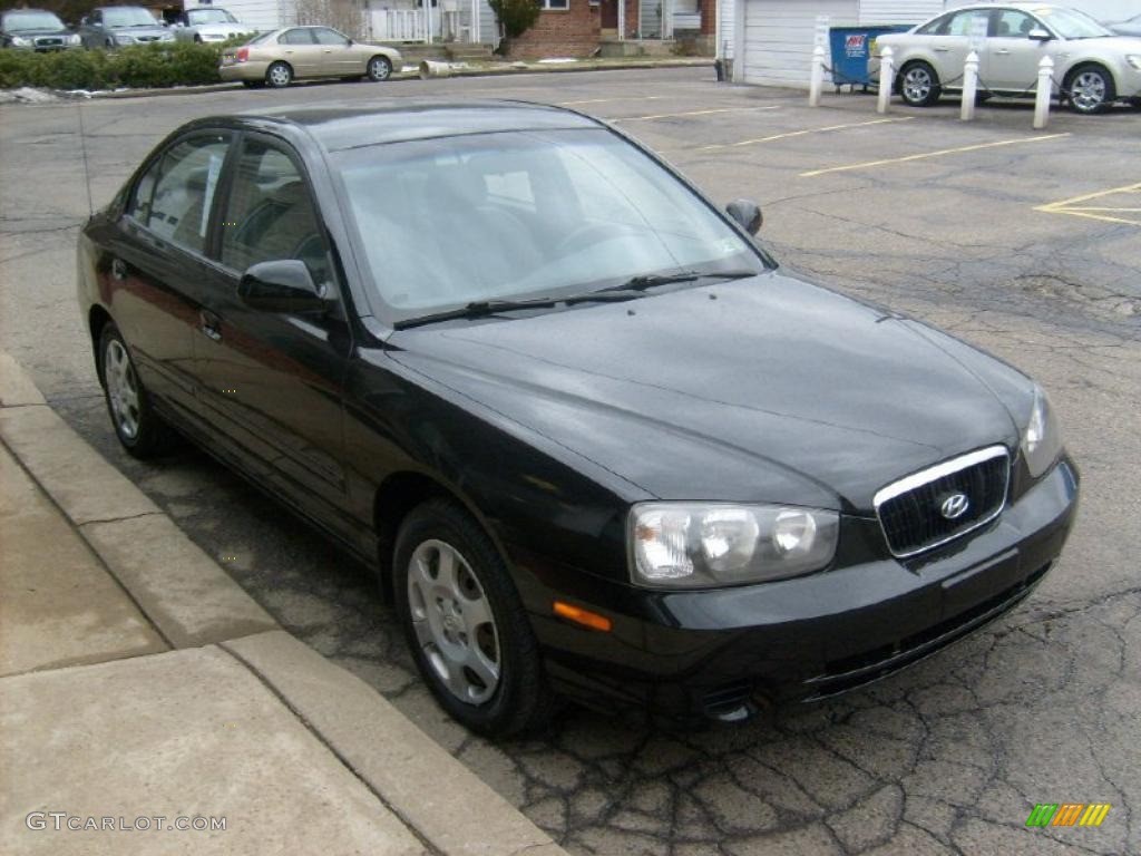 2002 Elantra GLS Sedan - Black Obsidian / Gray photo #6