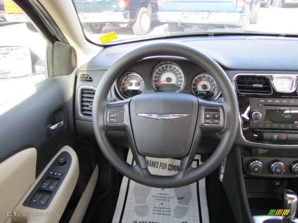 2011 Chrysler 200 LX Black/Light Frost Beige Steering Wheel Photo #45345069