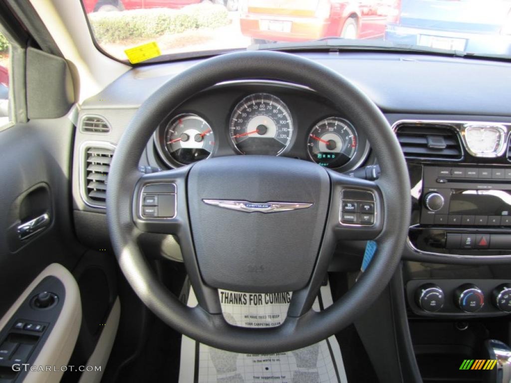 2011 Chrysler 200 LX Black/Light Frost Beige Steering Wheel Photo #45345729