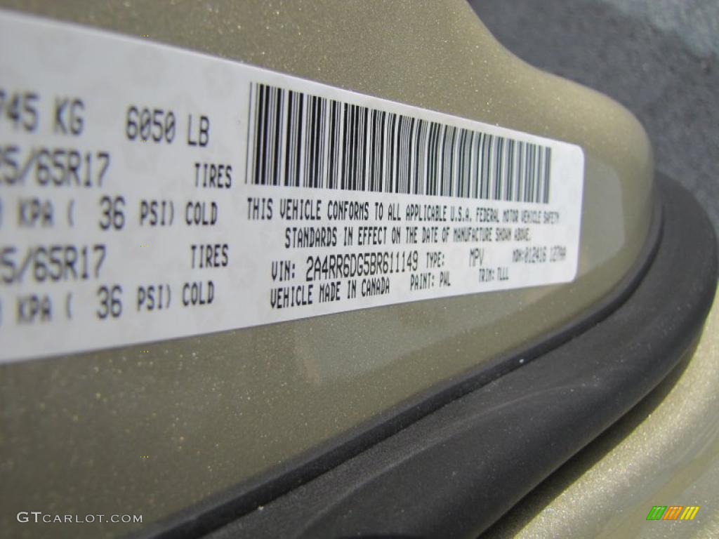 2011 Town & Country Color Code PWL for White Gold Metallic Photo #45346037