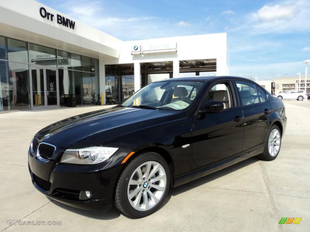 2011 3 Series 328i Sedan - Jet Black / Oyster/Black Dakota Leather photo #1
