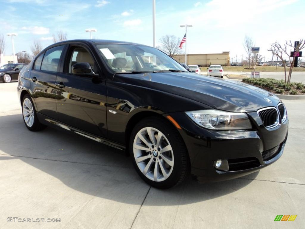 2011 3 Series 328i Sedan - Jet Black / Oyster/Black Dakota Leather photo #2