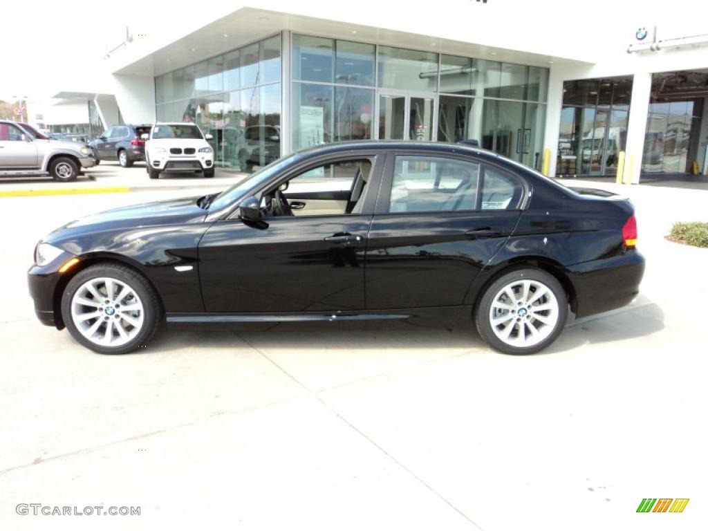 2011 3 Series 328i Sedan - Jet Black / Oyster/Black Dakota Leather photo #3