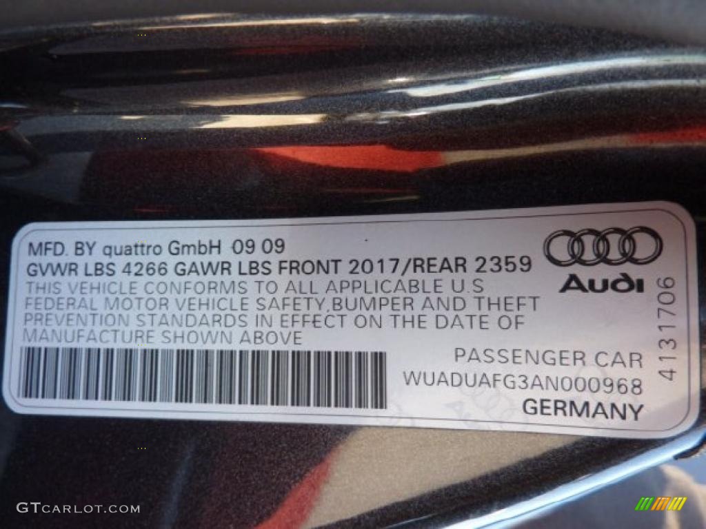 2010 Audi R8 4.2 FSI quattro Info Tag Photos