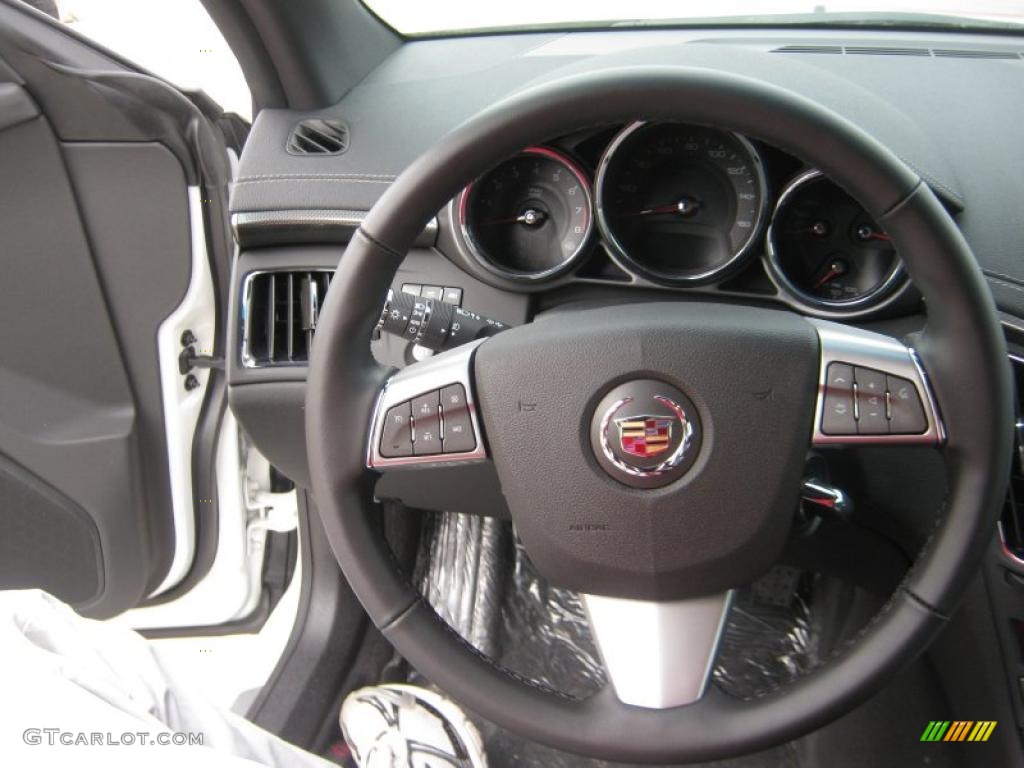 2011 Cadillac CTS Coupe Ebony Steering Wheel Photo #45353802
