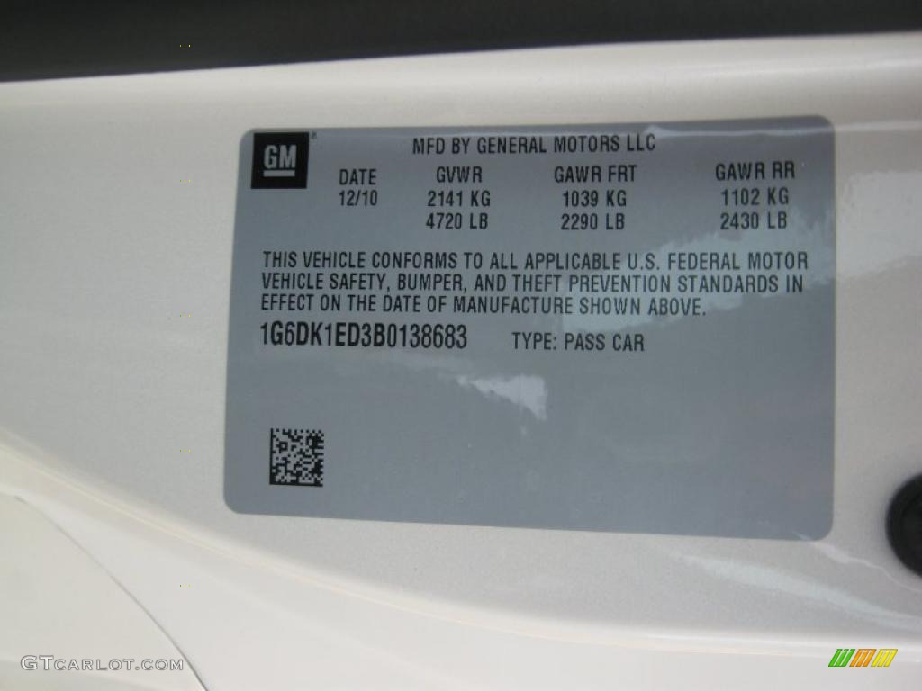 2011 Cadillac CTS Coupe Info Tag Photo #45353864