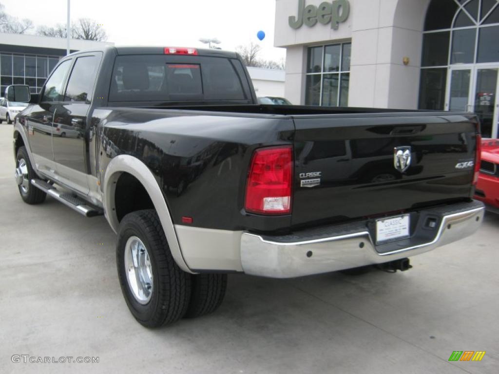 Brilliant Black Crystal Pearl 2011 Dodge Ram 3500 HD Laramie Crew Cab 4x4 Dually Exterior Photo #45353897