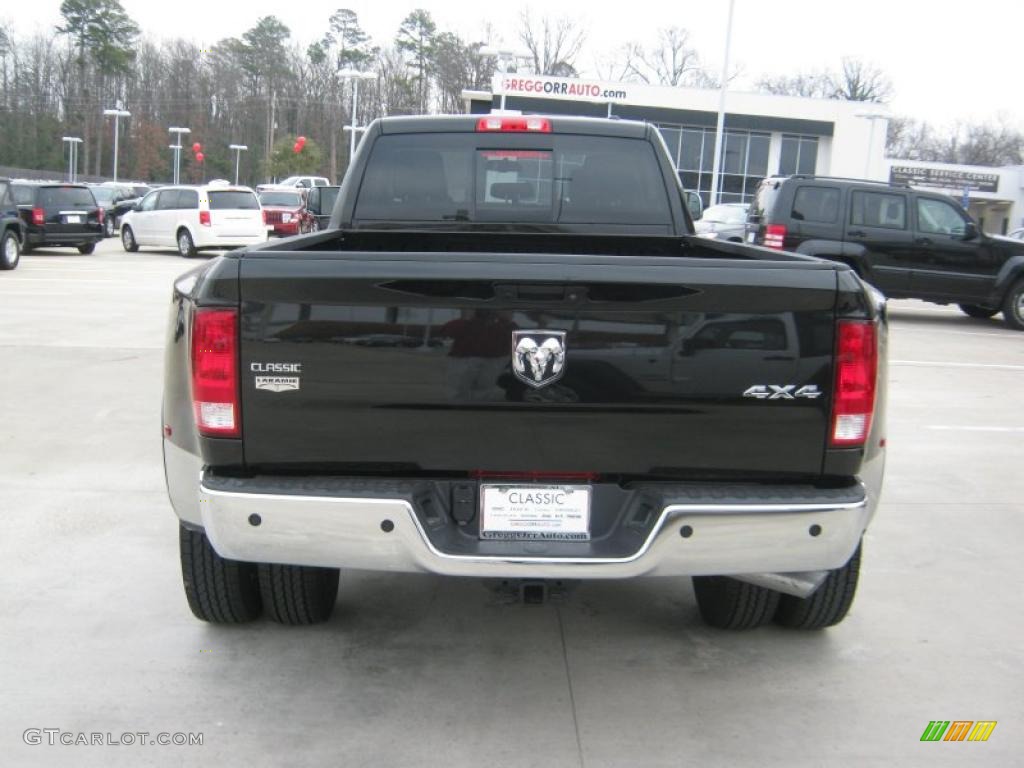 Brilliant Black Crystal Pearl 2011 Dodge Ram 3500 HD Laramie Crew Cab 4x4 Dually Exterior Photo #45353905