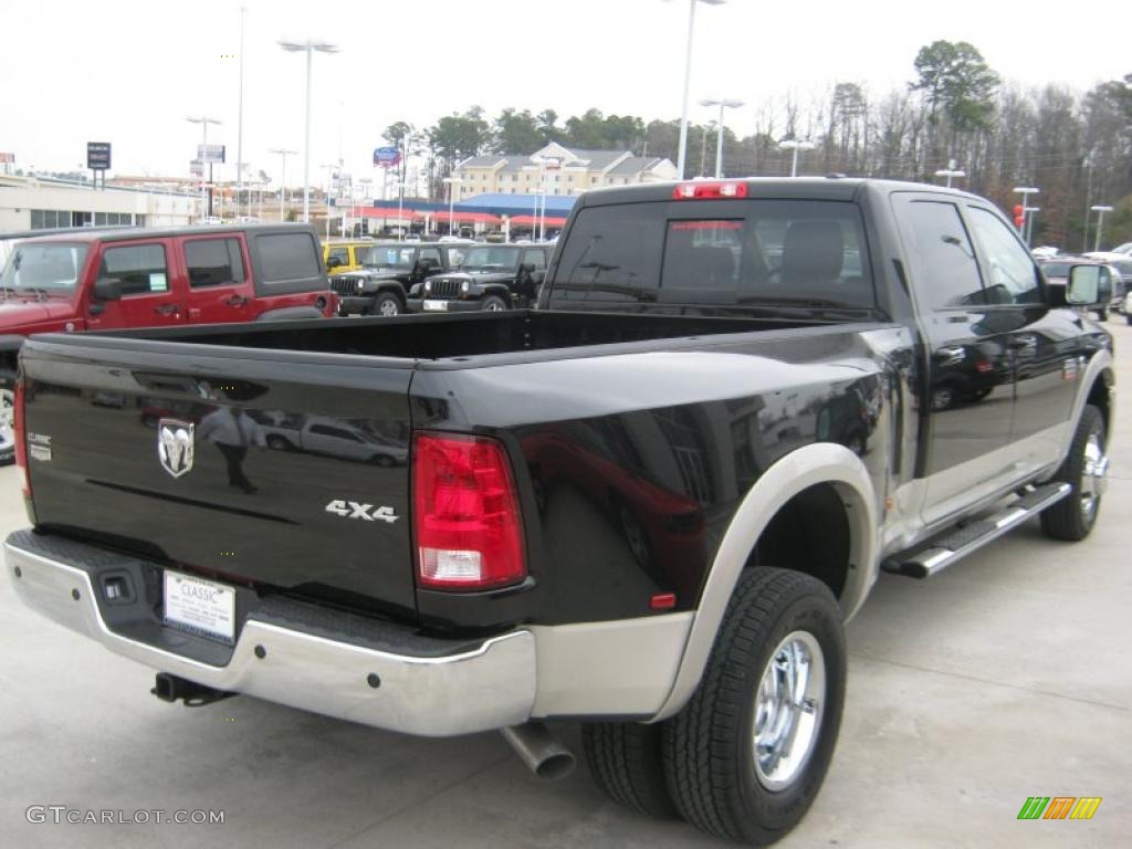 Brilliant Black Crystal Pearl 2011 Dodge Ram 3500 HD Laramie Crew Cab 4x4 Dually Exterior Photo #45353914