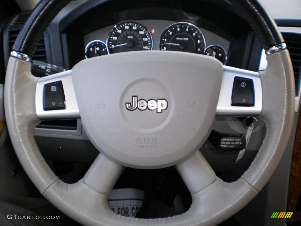 2009 Jeep Grand Cherokee Limited 4x4 Dark Slate Gray/Light Graystone Royale Leather Steering Wheel Photo #45354660