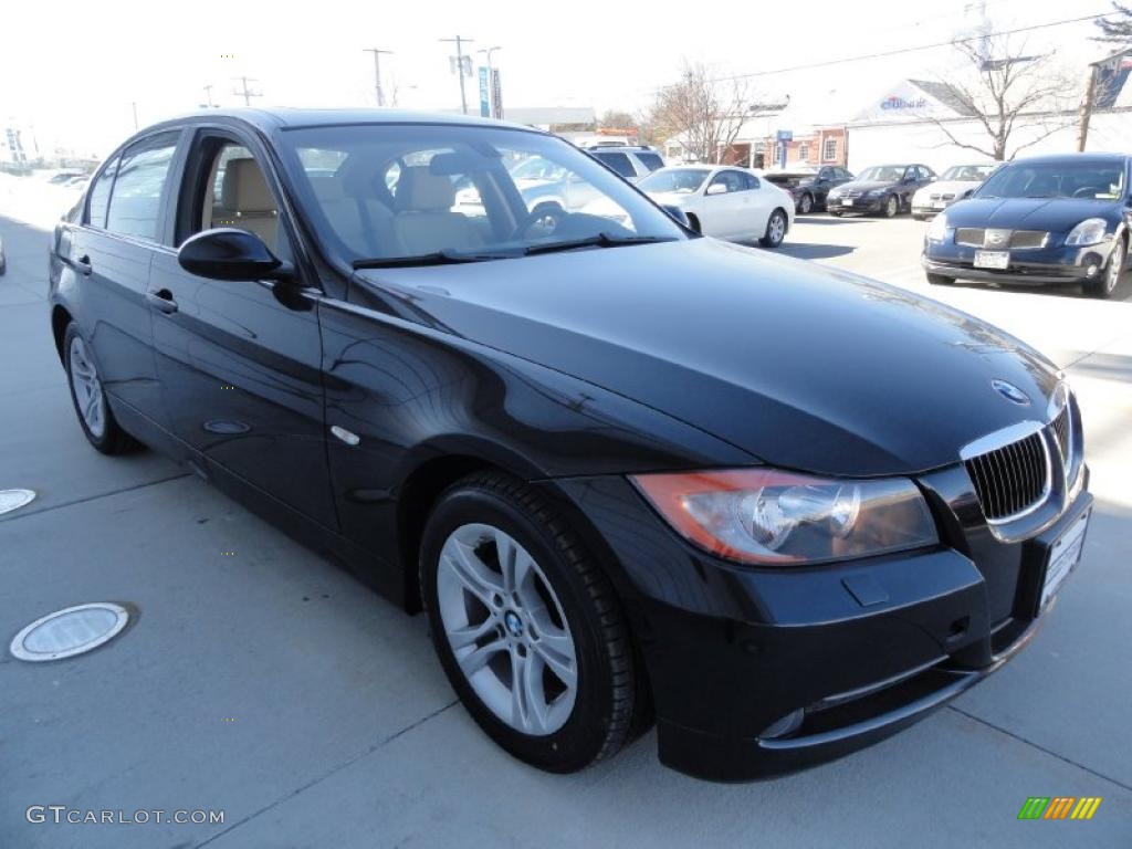 2008 3 Series 328xi Sedan - Black Sapphire Metallic / Beige photo #6