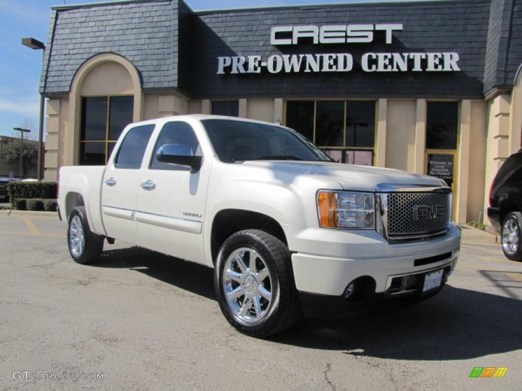 2010 Sierra 1500 Denali Crew Cab - White Diamond Tricoat / Ebony photo #1