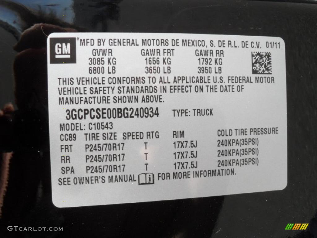 2011 Chevrolet Silverado 1500 LT Crew Cab Info Tag Photo #45367319
