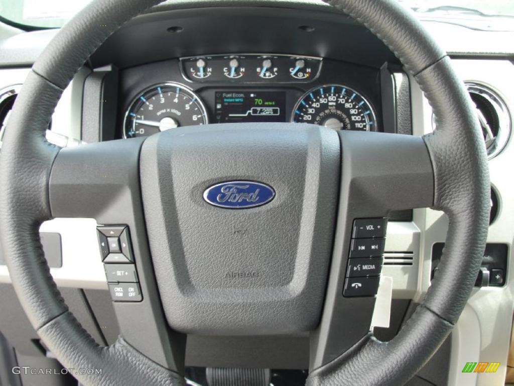 2011 Ford F150 Lariat SuperCrew 4x4 Black Steering Wheel Photo #45369022