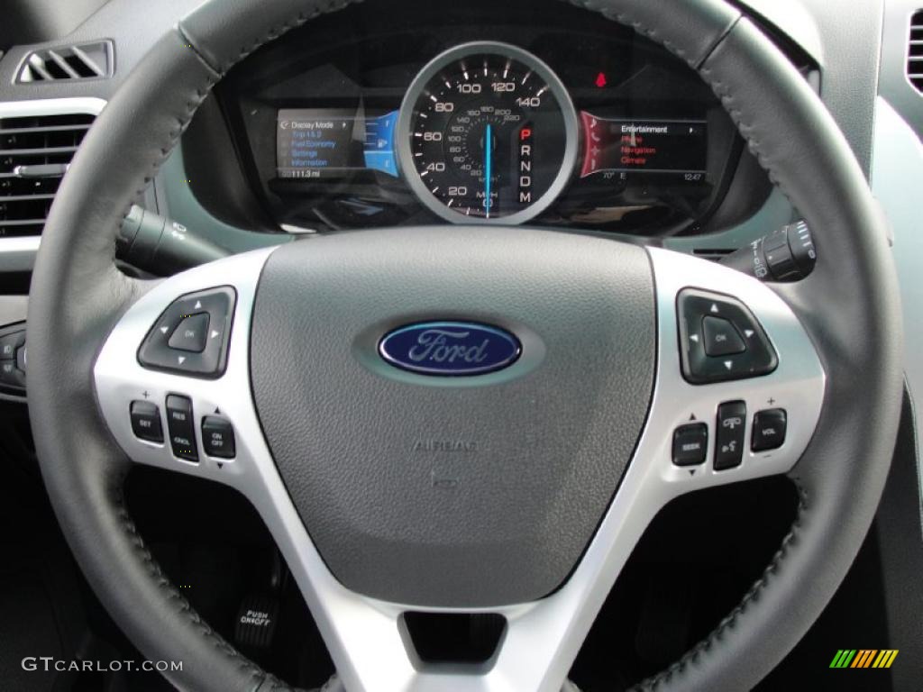 2011 Ford Explorer Limited Charcoal Black Steering Wheel Photo #45370162