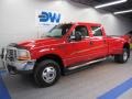 1999 Vermillion Red Ford F350 Super Duty Lariat Crew Cab 4x4 Dually  photo #2