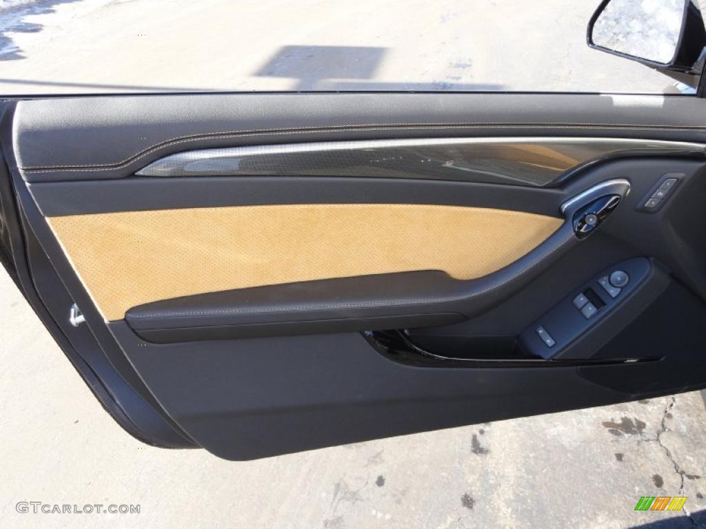 2011 Cadillac CTS -V Coupe Ebony/Saffron Door Panel Photo #45377773