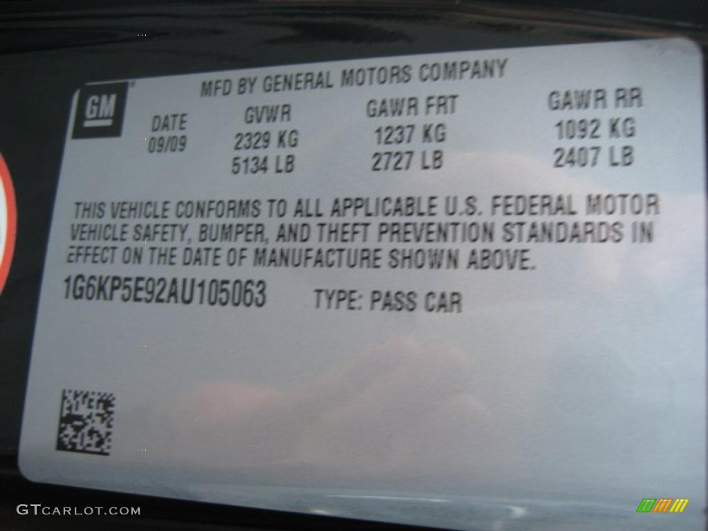 2010 Cadillac DTS Platinum Info Tag Photos