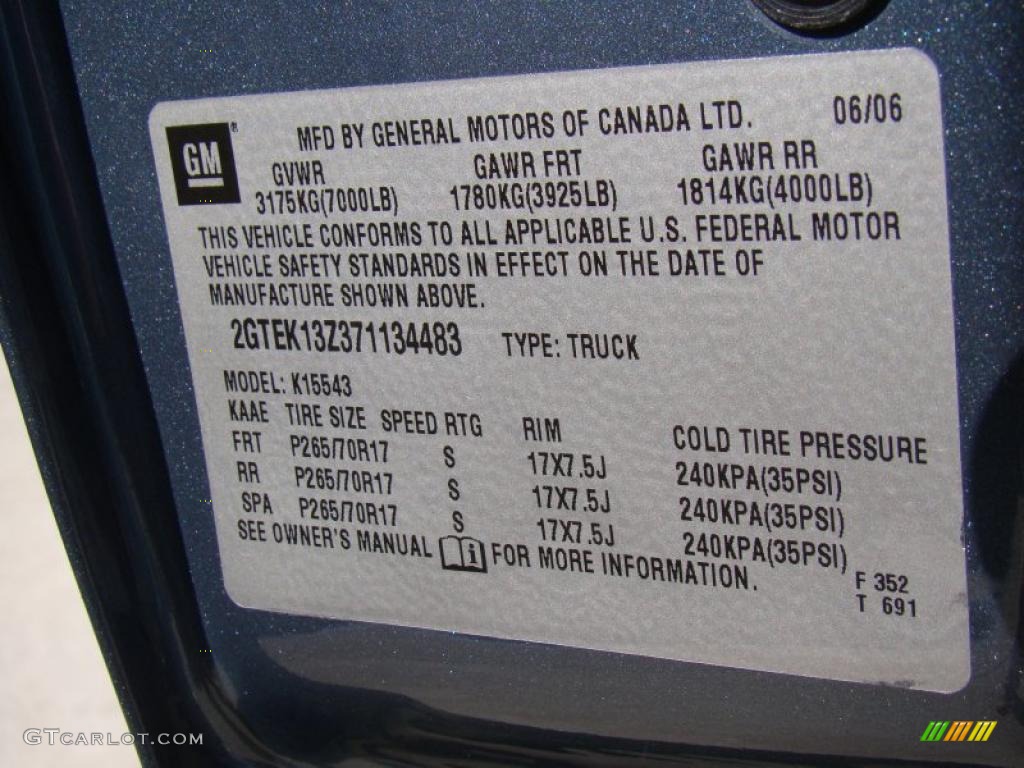 2007 GMC Sierra 1500 Classic SLT Crew Cab 4x4 Info Tag Photo #45384222
