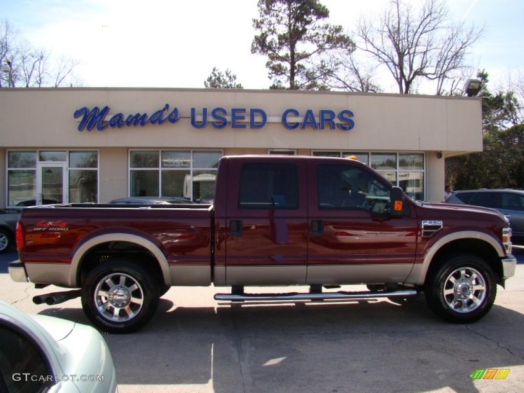 2008 F250 Super Duty Lariat Crew Cab 4x4 - Dark Toreador Red / Camel photo #1