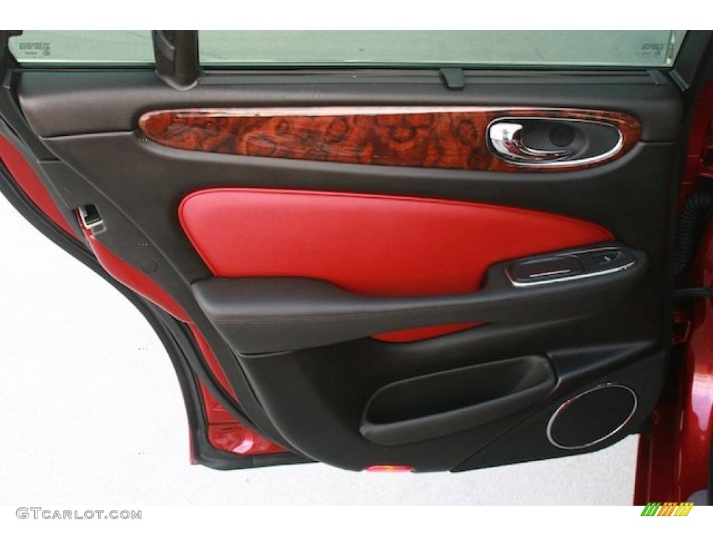 2006 Jaguar XJ XJR Charcoal/Red Door Panel Photo #45387866