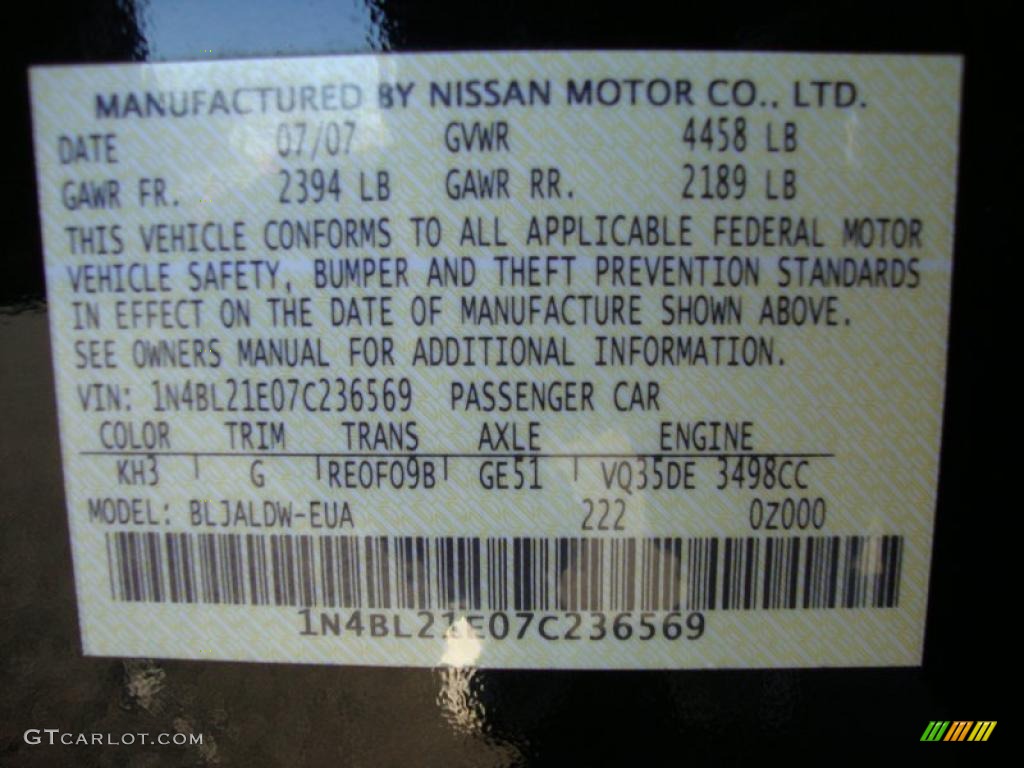 2007 Altima 3.5 SE - Super Black / Charcoal photo #32