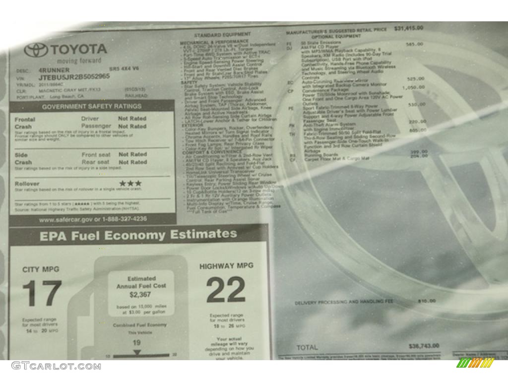 2011 4Runner SR5 4x4 - Magnetic Gray Metallic / Graphite photo #11